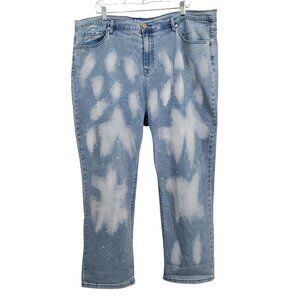 DG2 Diane Gilman Size 20W Jeans Acid Wash Splatter Stretch Denim Relaxed Fit Art